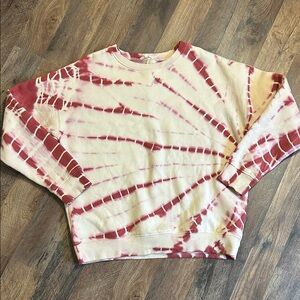Easel Burgundy and Cream Tie-Dye Sweater